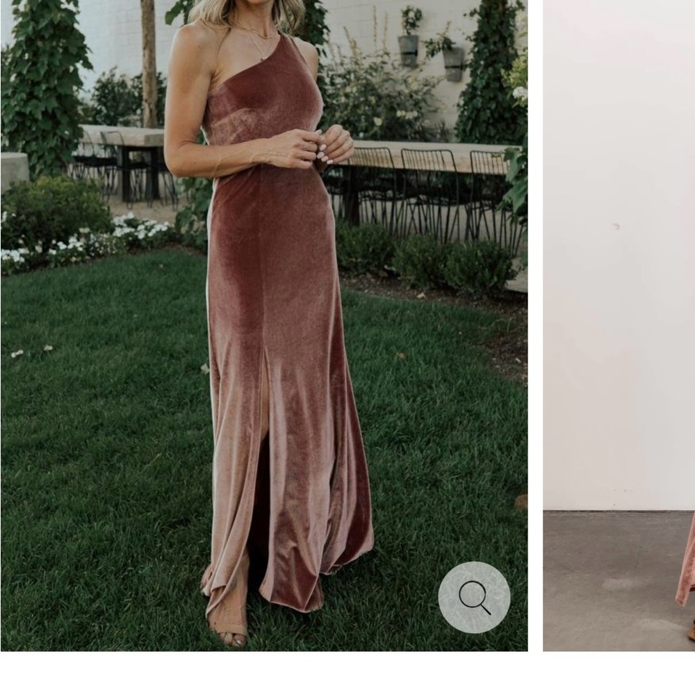 Baltic Born Tatiana Rose One Shoulder Velvet Dress.
